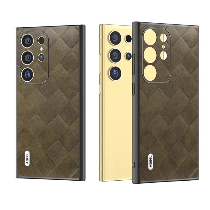 ABEEL - ABEEL Samsung Galaxy S24 Ultra Skal Grid Textur Grön