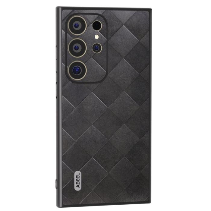 ABEEL - ABEEL Samsung Galaxy S24 Ultra Skal Grid Textur PU Läder Svart