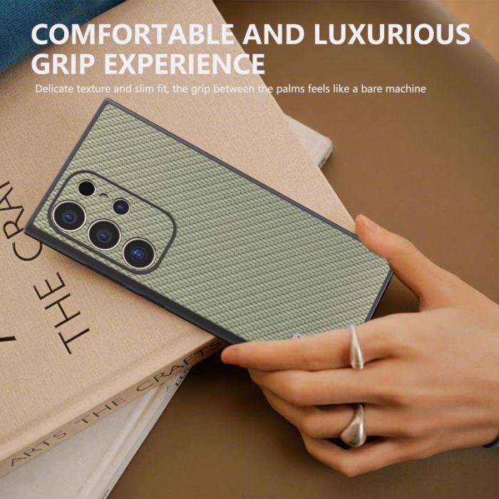 ABEEL - ABEEL Samsung Galaxy S24 Ultra Skal Kolfiber PU Läder Grön