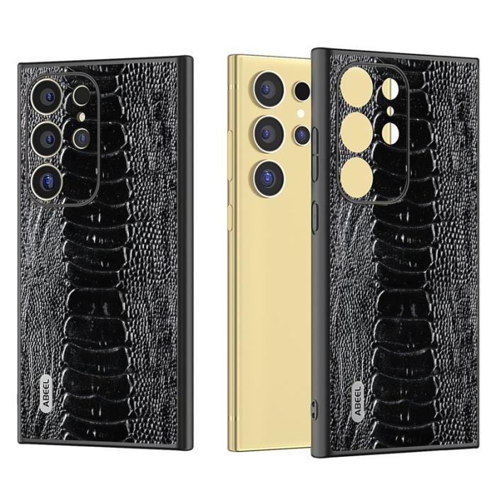 ABEEL - ABEEL Samsung Galaxy S24 Ultra Skal Krokodil Läder Svart