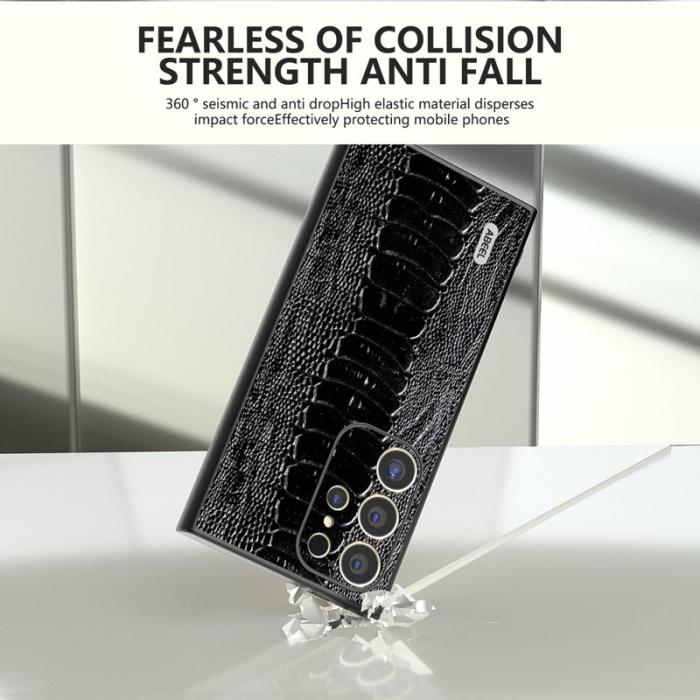 ABEEL - ABEEL Samsung Galaxy S24 Ultra Skal Krokodil Läder Svart