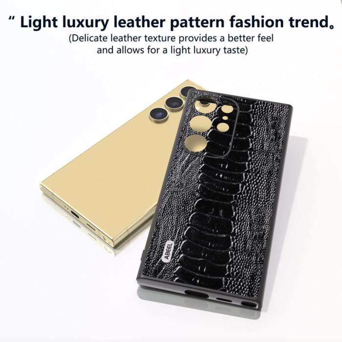 ABEEL - ABEEL Samsung Galaxy S24 Ultra Skal Krokodil Läder Svart