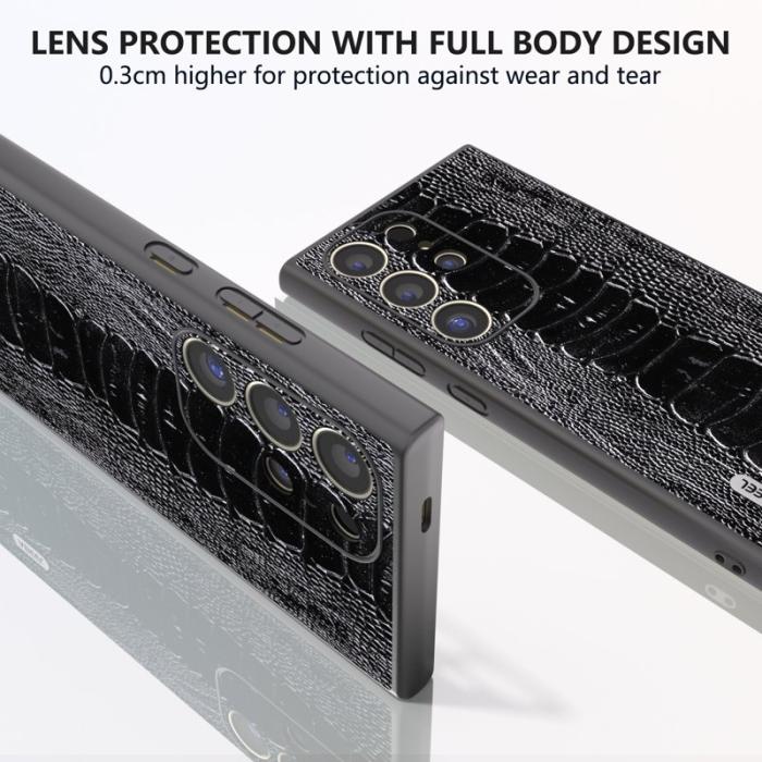 ABEEL - ABEEL Samsung Galaxy S24 Ultra Skal Krokodil Läder Svart