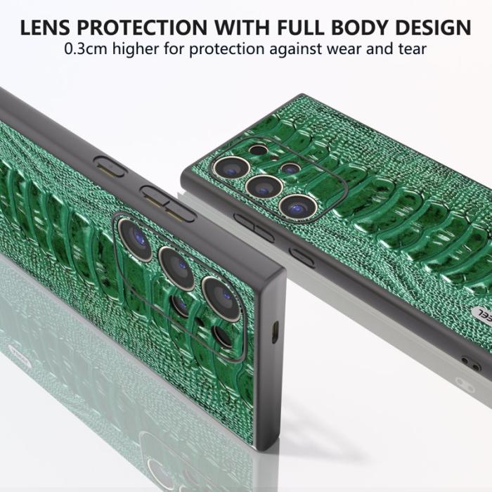 ABEEL - ABEEL Samsung Galaxy S24 Ultra Skal Krokodilskinn Grön