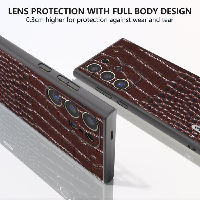 ABEEL - ABEEL Samsung Galaxy S24 Ultra Skal Krokodilskinn Kaffe