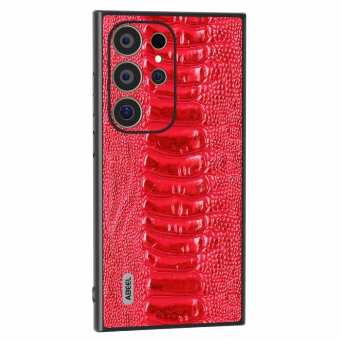 ABEEL - ABEEL Samsung Galaxy S24 Ultra Skal Krokodiltextur Röd