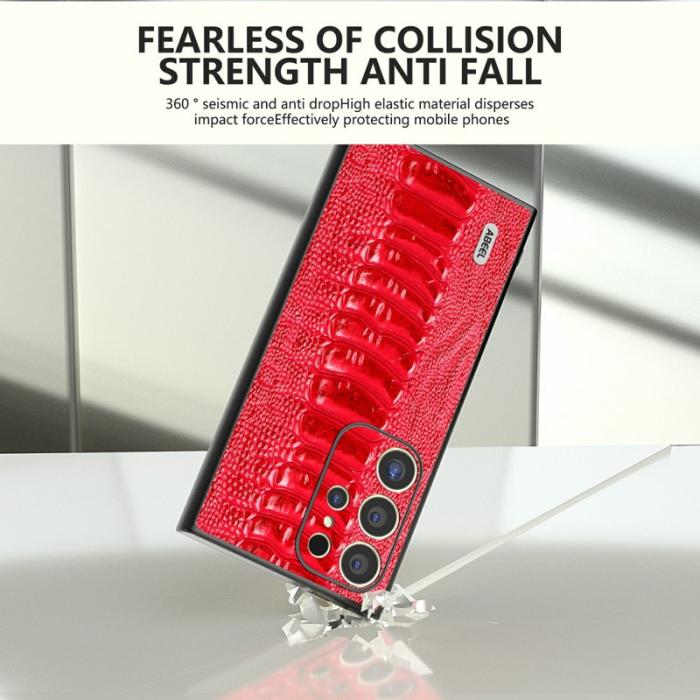 ABEEL - ABEEL Samsung Galaxy S24 Ultra Skal Krokodiltextur Röd