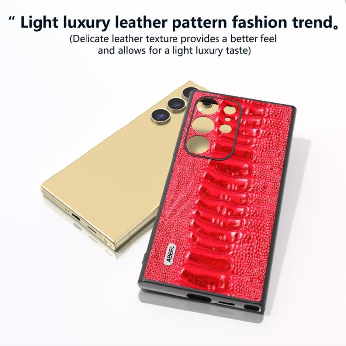 ABEEL - ABEEL Samsung Galaxy S24 Ultra Skal Krokodiltextur Röd