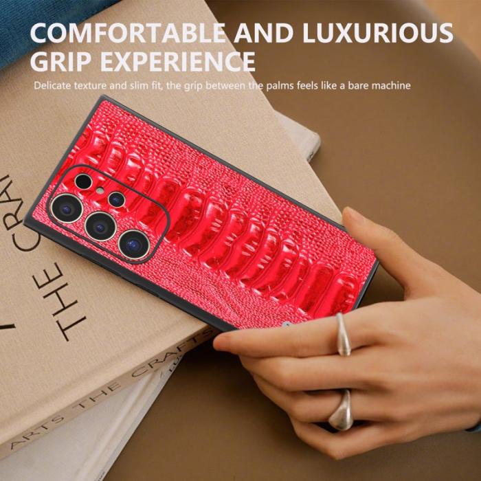 ABEEL - ABEEL Samsung Galaxy S24 Ultra Skal Krokodiltextur Röd