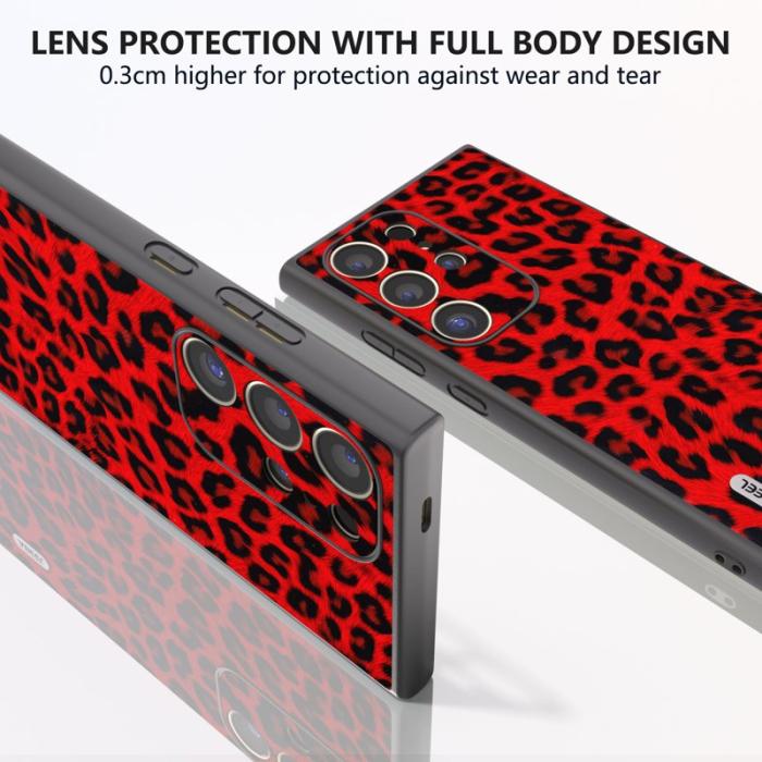 ABEEL - ABEEL Samsung Galaxy S24 Ultra Skal Läder Coated Röd Leopard