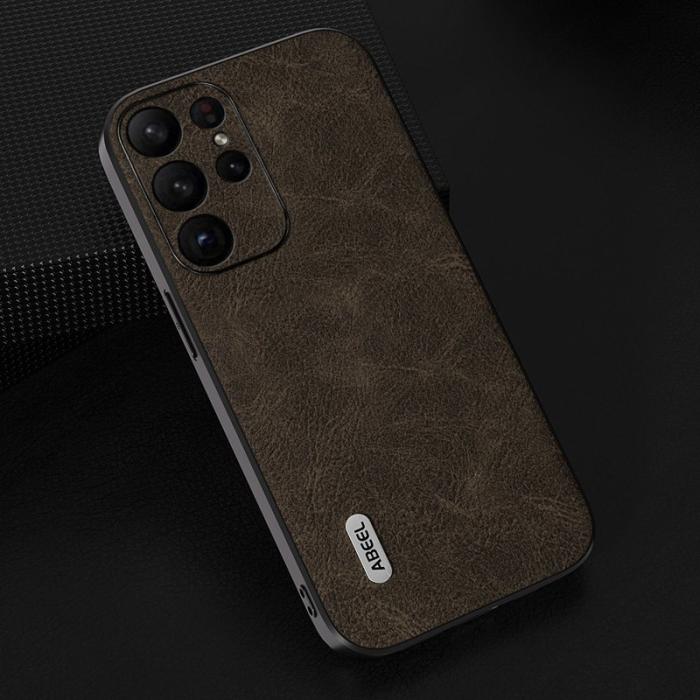 ABEEL - ABEEL Samsung Galaxy S24 Ultra Skal Läder Fantasy Lychee Khaki