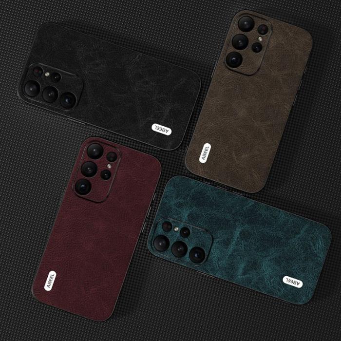 ABEEL - ABEEL Samsung Galaxy S24 Ultra Skal Läder Fantasy Lychee Khaki