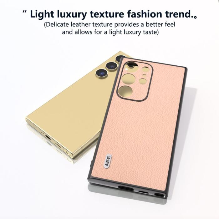ABEEL - ABEEL Samsung Galaxy S24 Ultra Skal Läder TPU Hård PC - Rosa