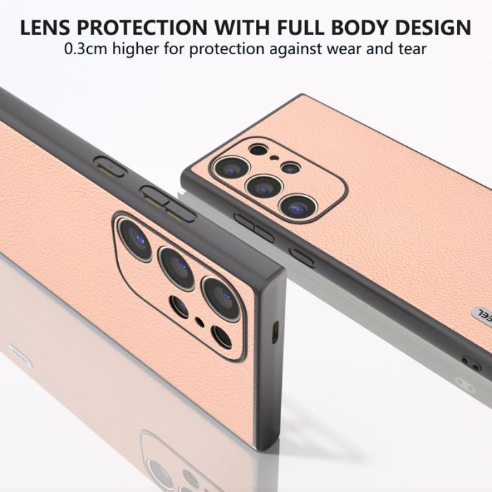 ABEEL - ABEEL Samsung Galaxy S24 Ultra Skal Läder TPU Hård PC - Rosa