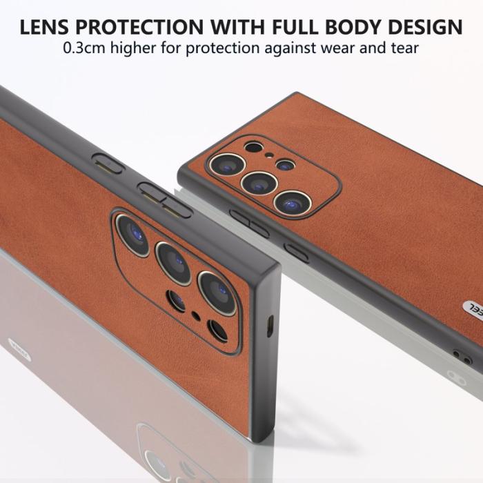 ABEEL - ABEEL Samsung Galaxy S24 Ultra Skal Läder+PC+TPU Hybrid Brun