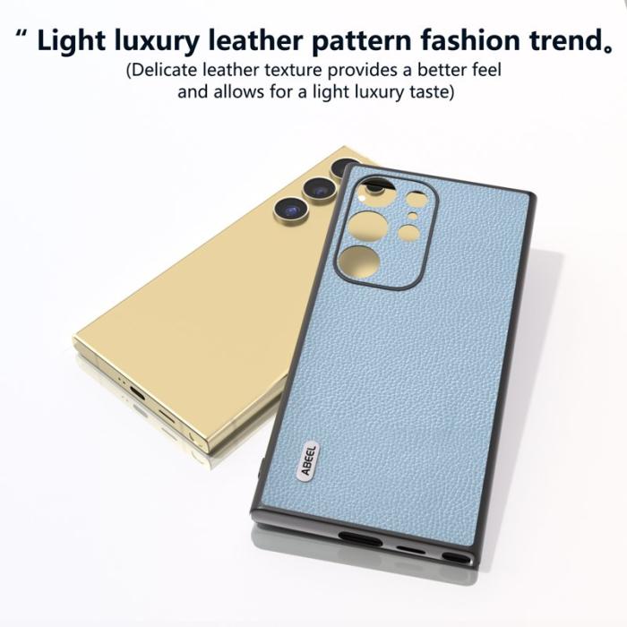 ABEEL - ABEEL Samsung Galaxy S24 Ultra Skal Litchi Textur Baby Blue