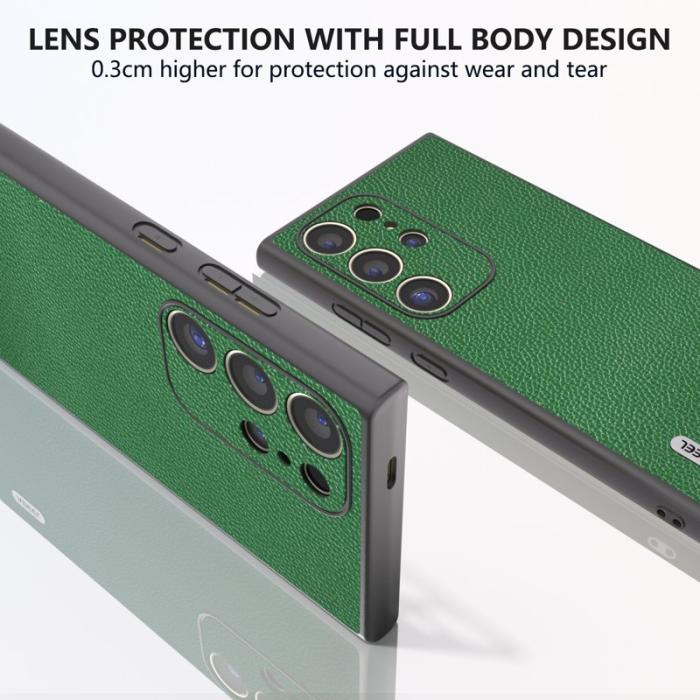 ABEEL - ABEEL Samsung Galaxy S24 Ultra Skal Litchi Textur Grön
