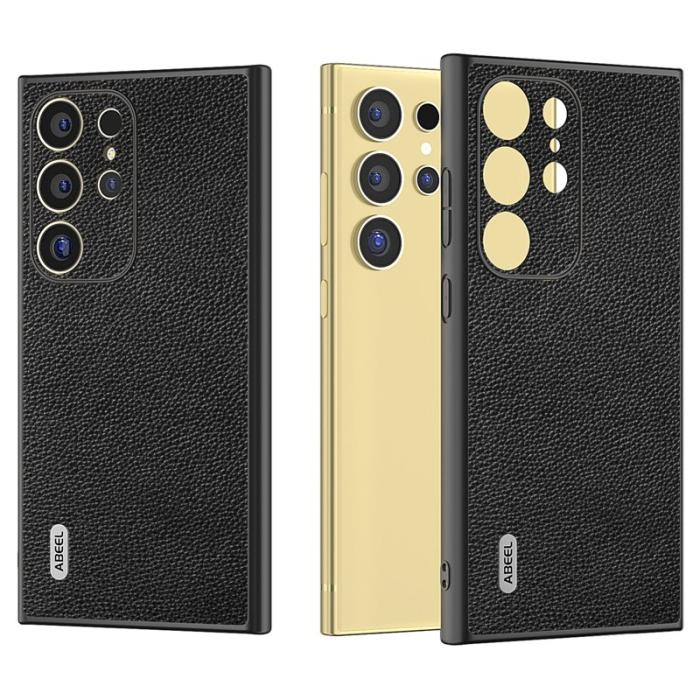 ABEEL - ABEEL Samsung Galaxy S24 Ultra Skal Litchi Textur Svart