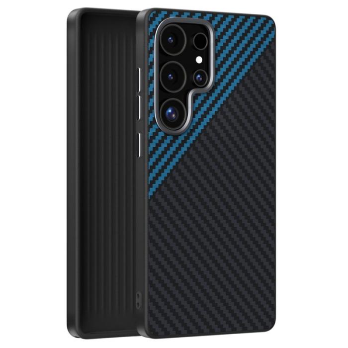ABEEL - ABEEL Samsung Galaxy S24 Ultra Skal MagSafe Kolfiber Svart/Blå