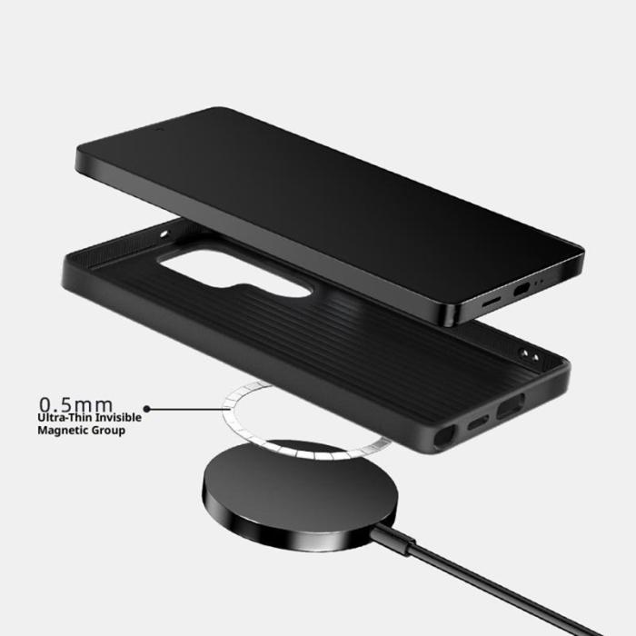 ABEEL - ABEEL Samsung Galaxy S24 Ultra Skal MagSafe Kolfiber Svart/Röd