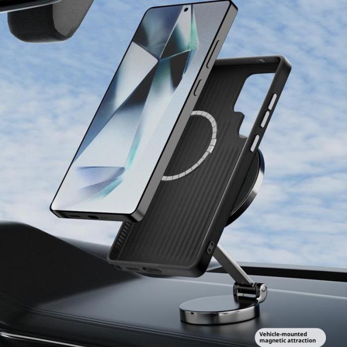 ABEEL - ABEEL Samsung Galaxy S24 Ultra Skal MagSafe Kolfiber Svart/Röd