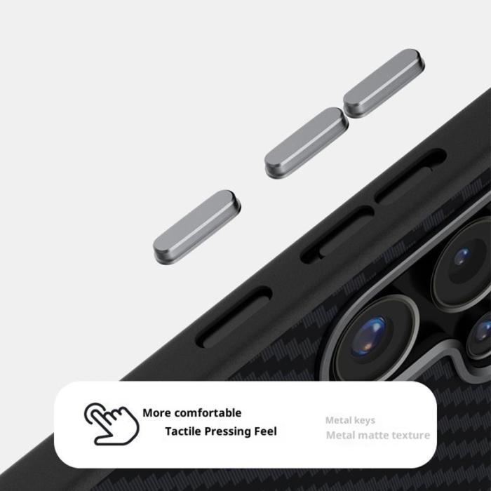 ABEEL - ABEEL Samsung Galaxy S24 Ultra Skal MagSafe Kolfiber Svart/Röd