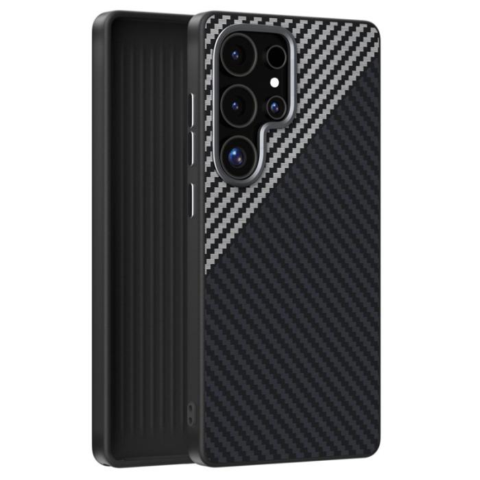 ABEEL - ABEEL Samsung Galaxy S24 Ultra Skal MagSafe Kolfiber Svart/Silver