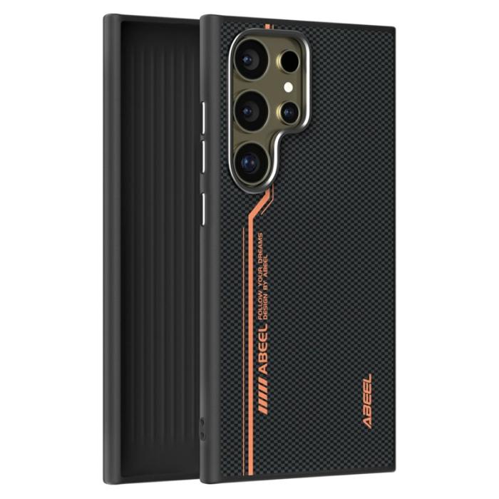 ABEEL - ABEEL Samsung Galaxy S24 Ultra Skal MagSafe PC TPU Läder Svart