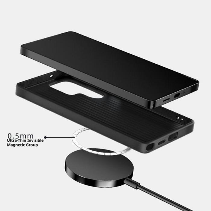 ABEEL - ABEEL Samsung Galaxy S24 Ultra Skal MagSafe PC TPU Läder Svart