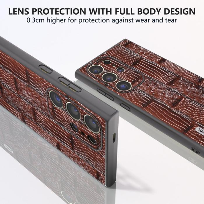 ABEEL - ABEEL Samsung Galaxy S24 Ultra Skal Mahjong Äkta Läder Brun