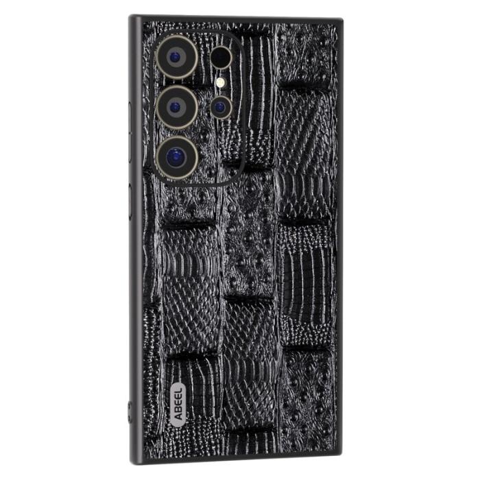 ABEEL - ABEEL Samsung Galaxy S24 Ultra Skal Mahjong Textur Läder Svart