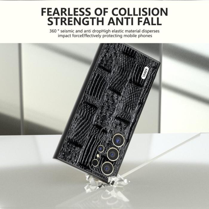 ABEEL - ABEEL Samsung Galaxy S24 Ultra Skal Mahjong Textur Läder Svart