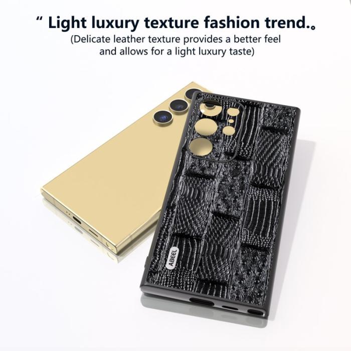 ABEEL - ABEEL Samsung Galaxy S24 Ultra Skal Mahjong Textur Läder Svart