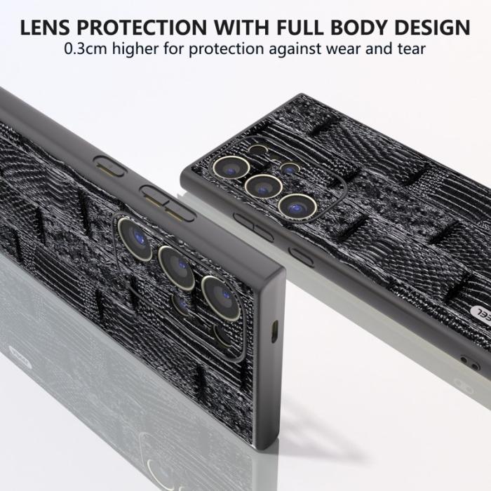 ABEEL - ABEEL Samsung Galaxy S24 Ultra Skal Mahjong Textur Läder Svart