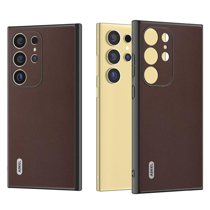 ABEEL - ABEEL Samsung Galaxy S24 Ultra Skal Nappa Textur Kaffe