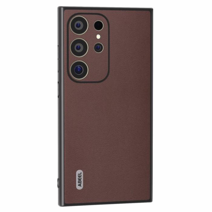 ABEEL - ABEEL Samsung Galaxy S24 Ultra Skal Nappa Textur Kaffe