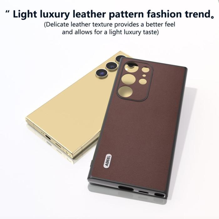 ABEEL - ABEEL Samsung Galaxy S24 Ultra Skal Nappa Textur Kaffe