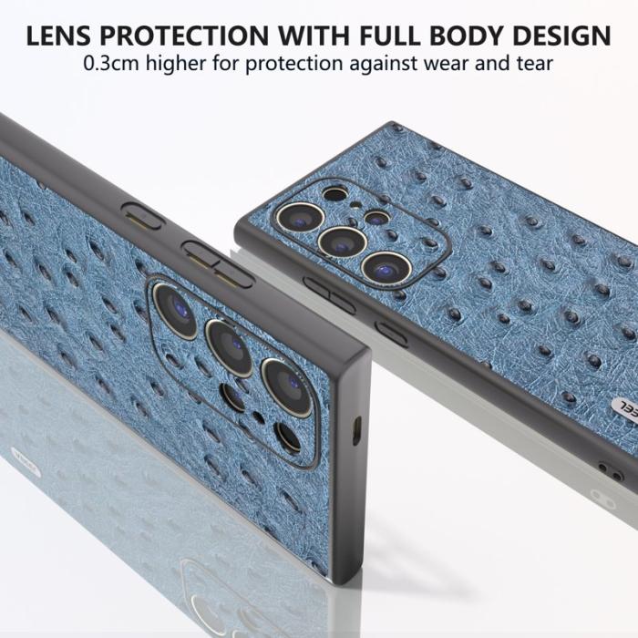 ABEEL - ABEEL Samsung Galaxy S24 Ultra Skal Ostrich Mönster Blå