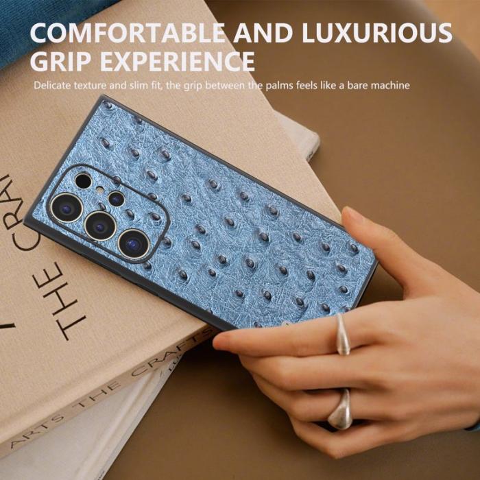 ABEEL - ABEEL Samsung Galaxy S24 Ultra Skal Ostrich Mönster Blå