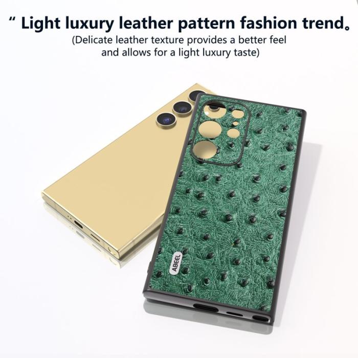 ABEEL - ABEEL Samsung Galaxy S24 Ultra Skal Ostrich Mönster Grön