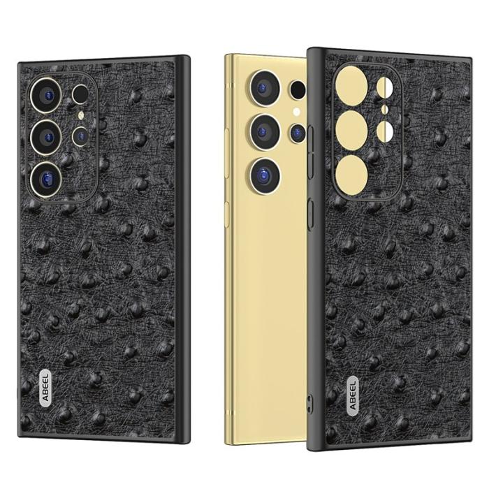 ABEEL - ABEEL Samsung Galaxy S24 Ultra Skal Ostrich Mönster Svart