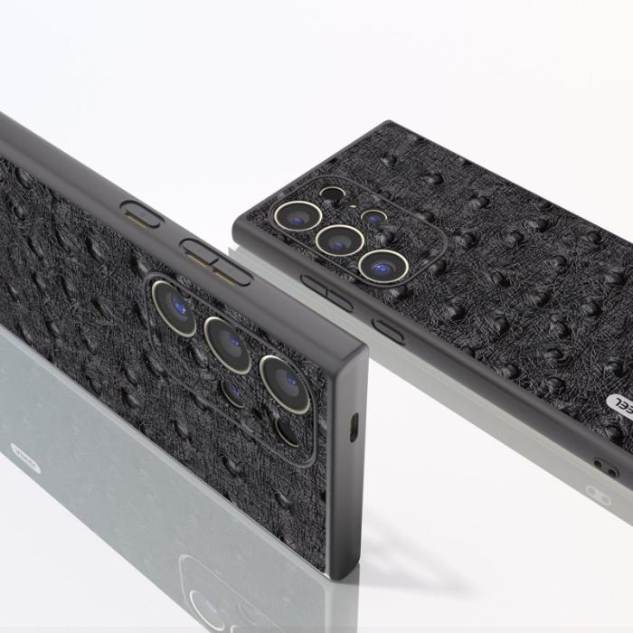 ABEEL - ABEEL Samsung Galaxy S24 Ultra Skal Ostrich Mönster Svart