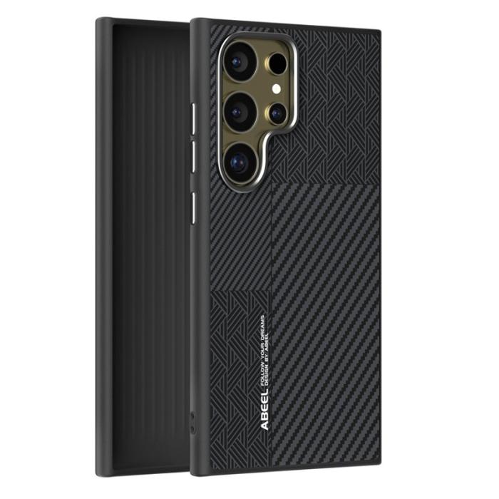 ABEEL - ABEEL Samsung Galaxy S24 Ultra Skal PC TPU Aluminium Läder - Textur 1