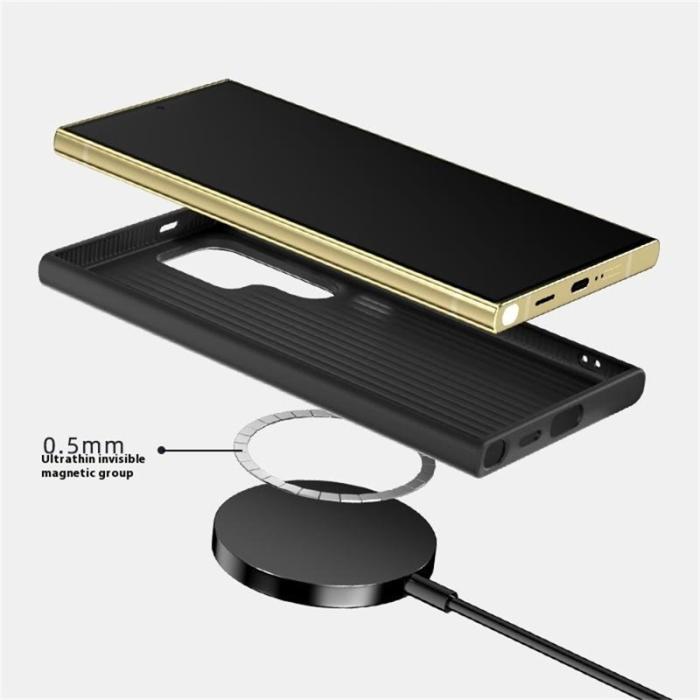 ABEEL - ABEEL Samsung Galaxy S24 Ultra Skal PC TPU Aluminium Läder - Textur 2