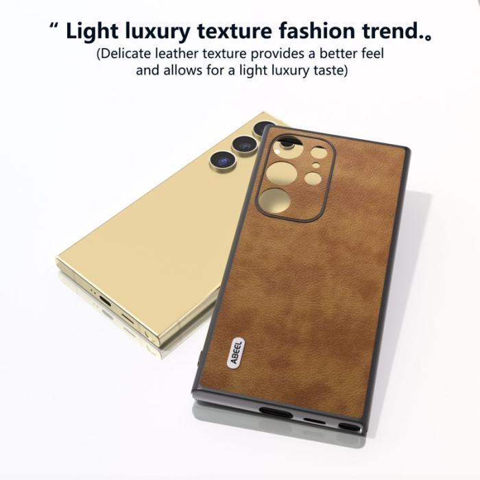 ABEEL - ABEEL Samsung Galaxy S24 Ultra Skal PU Läder - Brun