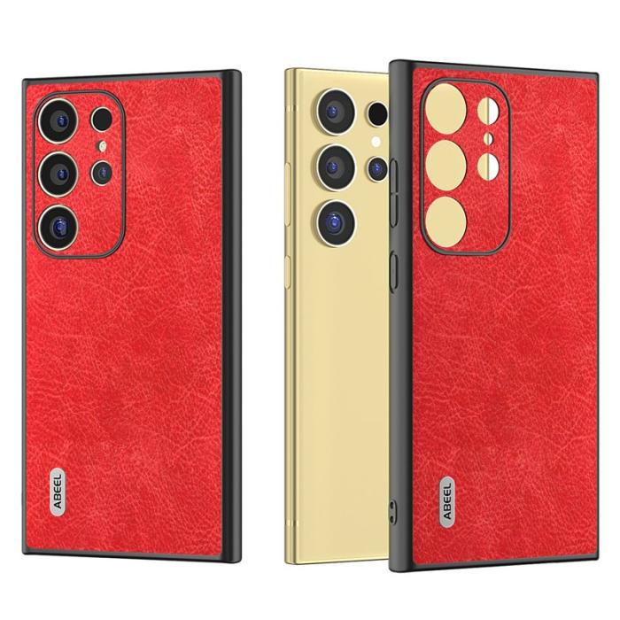 ABEEL - ABEEL Samsung Galaxy S24 Ultra Skal PU Läder Röd
