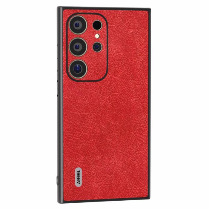 ABEEL - ABEEL Samsung Galaxy S24 Ultra Skal PU Läder Röd