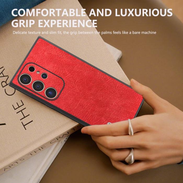 ABEEL - ABEEL Samsung Galaxy S24 Ultra Skal PU Läder Röd