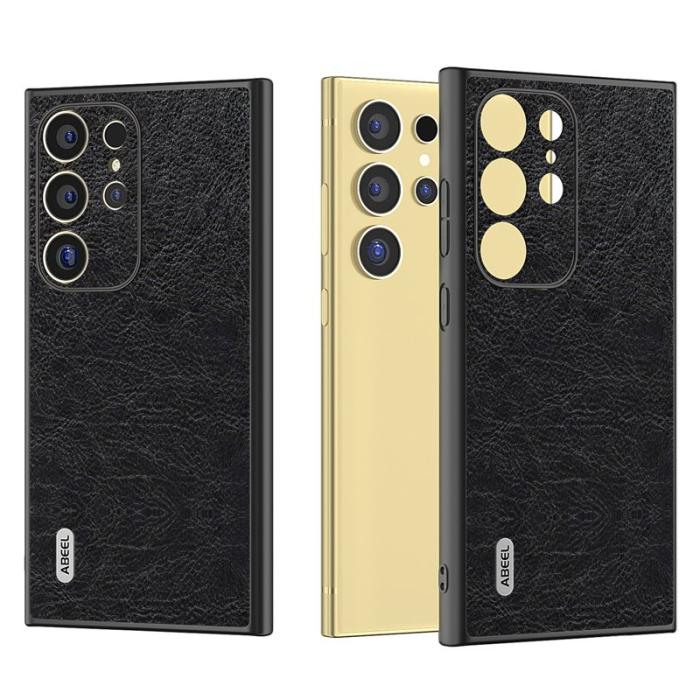 ABEEL - ABEEL Samsung Galaxy S24 Ultra Skal PU Läder Svart