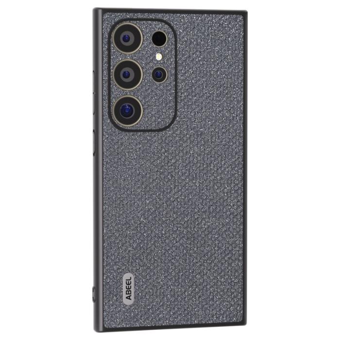 ABEEL - ABEEL Samsung Galaxy S24 Ultra Skal PU Läder TPU Ram Grå